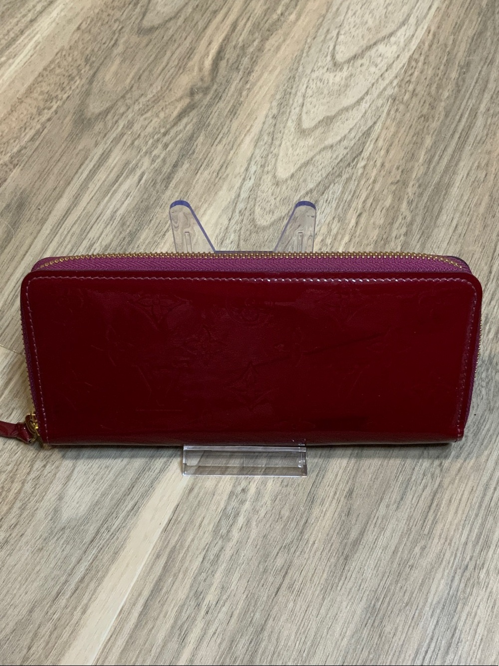 Louis Vuitton Glossy Burgundy Patent Zip Wallet